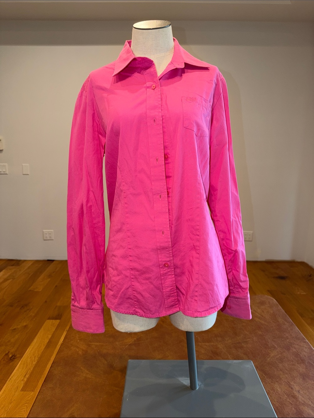 Cruel Girl Women's Button-Down Shirt in Bright Pink